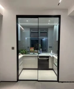 Chinese Manufacturer Aluminum Profiles Track Hollow Tempered Transparent Flush Sliding Glass Door