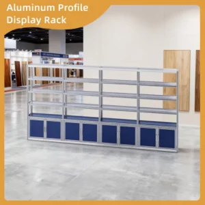 Consumer Electronics Approved Aluminum Extrusion Trade Show Display Rack Hygienic Multi Grid Shelving