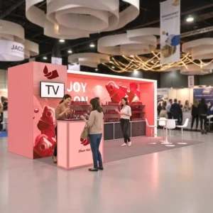 Custom 20×10 Modular Aluminum Profile Storage Cabinet Backlit Display Exhibition Tradeshow Booth