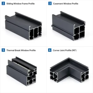 Custom Aluminum Extrusion Profiles for Windows and Doors 6063-T5 Architectural Aluminum Sections OEM Service