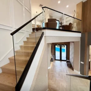 Custom Black Aluminium U Slot Handrail Profile Anti Corrosion Aluminum U Channel Railing with Top Handrail for Deck Staircase