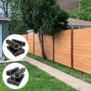 Custom Black Powder Coated 6000 Series Aluminum Alloy Vertical Tube Fence Posts Profiles for Outdoor Garden