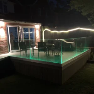 Custom LED Illuminated Glass Railing with Aluminum U Channel Light Strip for Balcony Villa Mall Rust Resistant