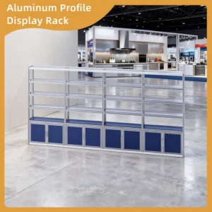 Custom Multi Grid Aluminum Profile Exhibition Stand Heavy Duty Display Rack with Layered Open Shelves