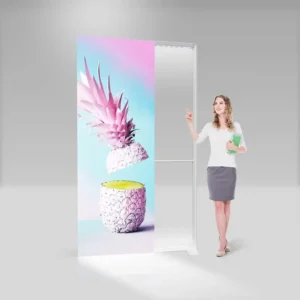 Custom Trade Show Equipment Floor Standing LED Backlit Edgelit Display Tension Fabric Lightbox 120mm
