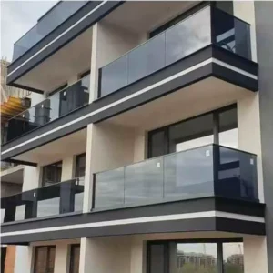 Custom Villa Modern Glass Handrail Aluminum U Channel Black Glass Railing Balustrade for Hospital Stair