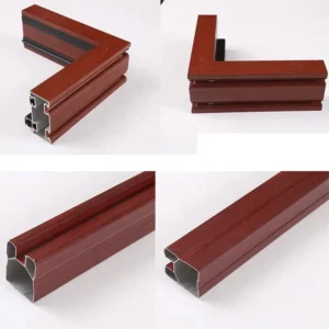 Custom Wood Grain Finish Aluminium Extrusion Profiles for Wardrobe Applications