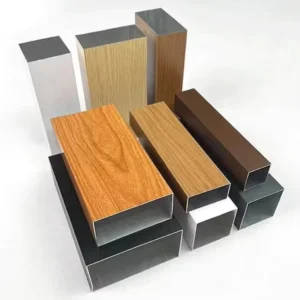 Custom made Wood Grain Square Aluminum Tubes In Various Sizes Ceiling Aluminum Alloy Tube Profiles Grilles Partitions
