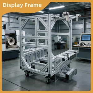 Customizable Aluminum Profile Screen Display Cart with Adjustable Shelves for Different Screen Sizes and Types