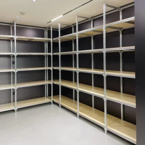 Customizable Size Workshop Storage Display Supermarket Shelving Rack Double Sided Light Duty Made Structural Aluminum Alloy