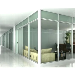 Customize Aluminum Frame Double Tempered Glass Industrial Partition Wall
