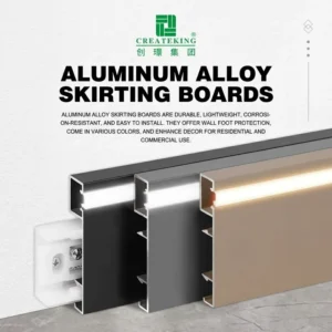DWF50 Modern Aluminum Alloy Baseboard Moulding Trims For Hotels Hospitals Moisture Rot Resistant Anodized Finish