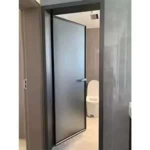 Dual Manual Modern Waterproof Aluminum Bathroom Door Seamless Edge Sealing Water Resistant Panel for Damp Toilet Bedroom Spaces