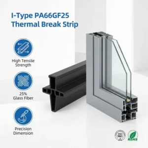 Durable PA66GF25 Cavity Type Thermal Break Strip Polyamide Insulating Profile for Modern Aluminum Window Door and Curtain Walls