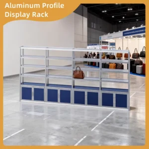 Easy Maintenance Aluminum Profile Exhibition Display Stand Corrosion Resistant Multi Layer Grid Rack with Large Cabinets