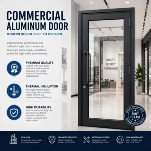 Elegant Wide Vision Aluminum Mall Shop Door Clear Tempered Glass Double Swing Commercial Entry Door for High Traffic Spaces