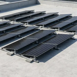 Eu Stock Aluminium Solar Ballasted Ground Flat Roof Racks Concrete Foundation Non Penetrating Solar Panel Mounting System