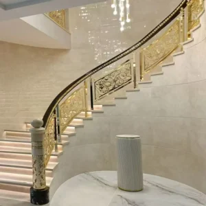 European Modern Luxury Aluminum Alloy Villa Private Waterproof Exquisitely Carved Stair Handrail