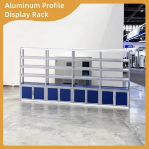 Exhibition Hall Aluminum Profile Display Stand Multi Grid Rack with Bottom Cabinets