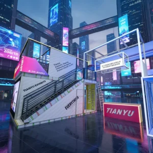 Expo Booth Stand Illuminated Frames Lighted Backlit Double Decker Trade Show Display LED Modular Futuristic Exhibition Booth
