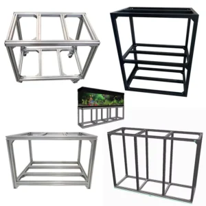 Factory Custom Ultra Clear Glass Fish Tank with Diy Aluminum Aquarium Stand Storage Shelf Cabinet Metal Aquarium Fish