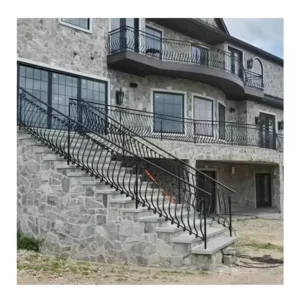 Factory Custom Wrought Iron Balcony Railing Design Metal Stair Handrail Baluster