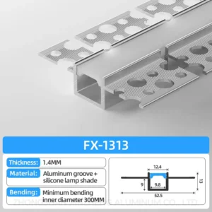 Factory Flexible Bendable Profile Led Aluminum Channel Plaster Recessed LED Aluminum Profile with Silicone Cover