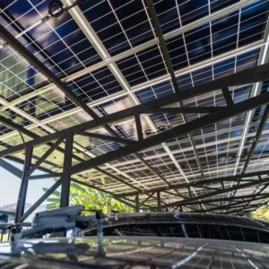 Factory Oem Alloy Ground Mount Rainproof Solar Frame Solar Carport Steel Structure Residential Ev