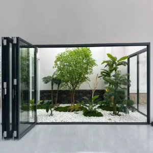 Folding Doors and Windows Aluminum Alloy Milk Tea Coffee Shop Open Heavy duty Folding Storefront Commercial Glass