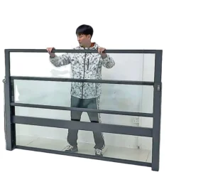 Free Standing Movable Manual Up Down Safety Glass Railings for Outdoor Restaurant