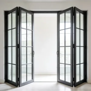 French Style Decorative Grid Thermal Break Soundproof Aluminum Glass Folding Door for Villa Balcony Living Room Interior