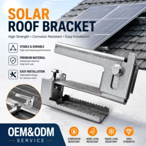 Galvanized Steel Solar Roof Bracket Adjustable Roof Hook PV Mounting System for Tile Roof Solar Panel OEM ODM