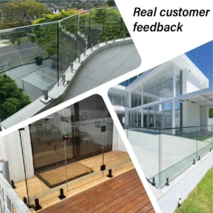 Glass Railing System Frameless Tempered Glass Balcony Deck Stair Railing Outdoor Custom Balustrade
