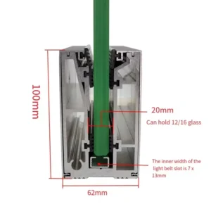 Groove U Shaped Frameless Glass Balcony Railing 6000 Series Aluminum Profiles for Household Handrail Guardrail Outdoor