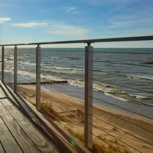 HIMOWAY METAL Low Maintenance Vertical Metal Wire 42″ Cable Railing Deck Posts