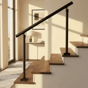 Heavy Duty Aluminum Round Handrail with Modern Design and Lifetime Warranty for Indoor Outdoor Stairs 0-4 Steps Handrail Kit
