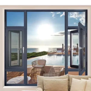 Hurricane Proof High Impact Slim Profile Thermal Break Double Glazed Aluminum Casement Window for VillaProject