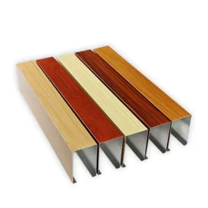 Indoor U-Shaped Partition Wood Grain Finish Square Aluminum Profile Ceiling Bending Welding Services Aluminum Profiles