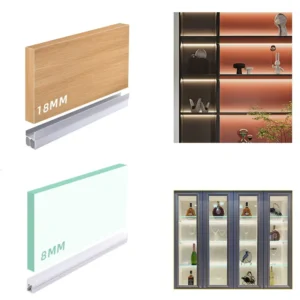 LED Glass Cabinet Layer Light for 8mm Glass Shelf Light Back Splint Clip Bar Lamp Aluminum Profile