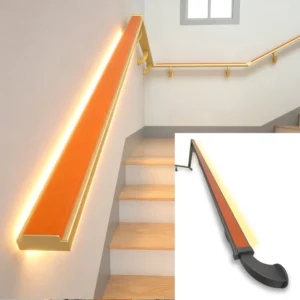 LED Lighting Aluminum Handrail Wall Glass Guardrail Mount Anti Shake Colorful Profile for Villa Indoor Stairs