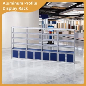 Large Scale Aluminum Extrusion Trade Show Display Rack Stable Multi Layer Shelving with Reinforced Frames