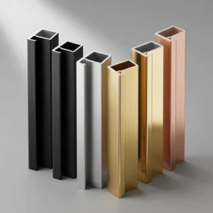 Light Luxury Aluminum Alloy Profiles Door Window Hinged Glass Wardrobe Anodized Finish Square Pattern LED Cabinet Welding