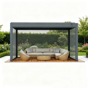 Luxury 12x16ft Bioclimatic Pergola Motorized Louver Aluminum Gazebo with Zip Screen AS NZS Standard Wind Resistant Roof