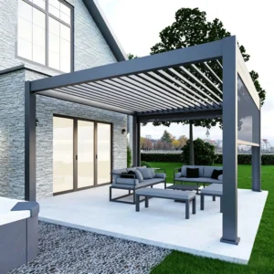 Luxury 3x4m Motorized Louvered Roof Aluminum Pergola Waterproof Outdoor Garden Patio Gazebo 10x13ft Sunshade
