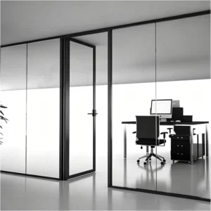Modern 45mm Thick Aluminum Framed Glass Partition Wall Office Divider Sound Absorption Durable Construction for Business