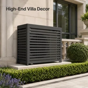 Modern Aluminum Air Conditioner Cover AC Enclosure Louvered Design Ventilated Airflow DIY Easy Install Villa AC Hider