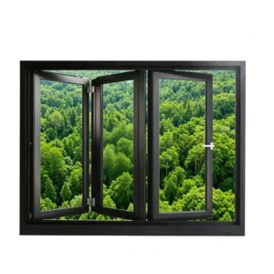 Modern Aluminum Folding Window Commercial Tempered Glass Accordion Horizontal Folding Bifold Louver Exterior Outdoor