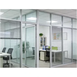 Modern Aluminum Frame Office Glass Partition Wall Double Glazed with Built in Blinds 45dB Sound Insulation for School