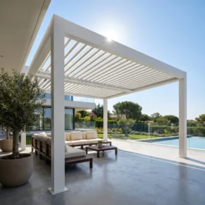 Modern Aluminum Motorized Pergola Waterproof Louvered Roof Outdoor Patio Gazebo for Backyard Terrace and Swimming Pool