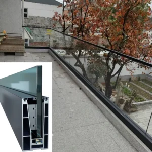 Modern Aluminum Profile Outdoor Balustrade Aluminum Guardrail Balcony Railing Glass Balustrades Floor Mounted Glass Fence